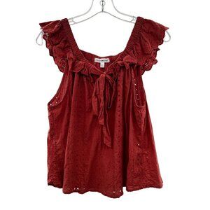 ROOMMATES Women's Eyelet Lace Top Off Shoulder Cinnamon Size Large